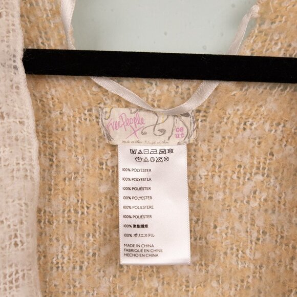 Free People tan and white fringe shawl-OS - Picture 3 of 4